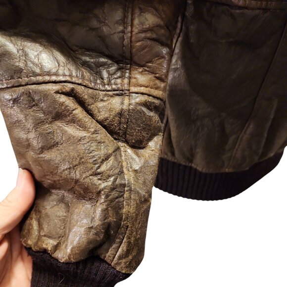 Vintage 1960's-70's Montevideo Antilope Leather Sherpa Lined Bomber Jacket - Picture 6 of 9